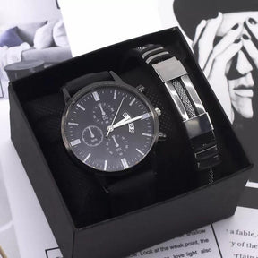 Relógio Masculino + Brinde Pulseira de Couro Floraza