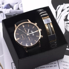 Relógio Masculino + Brinde Pulseira de Couro Floraza