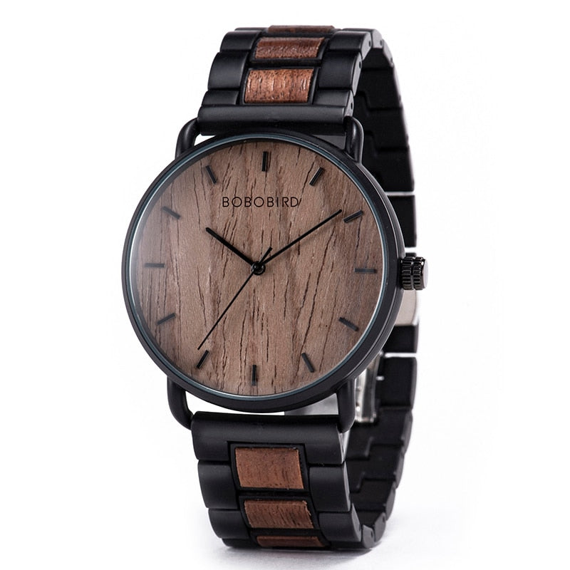 Relógio Minimalista de Madeira 43mm
