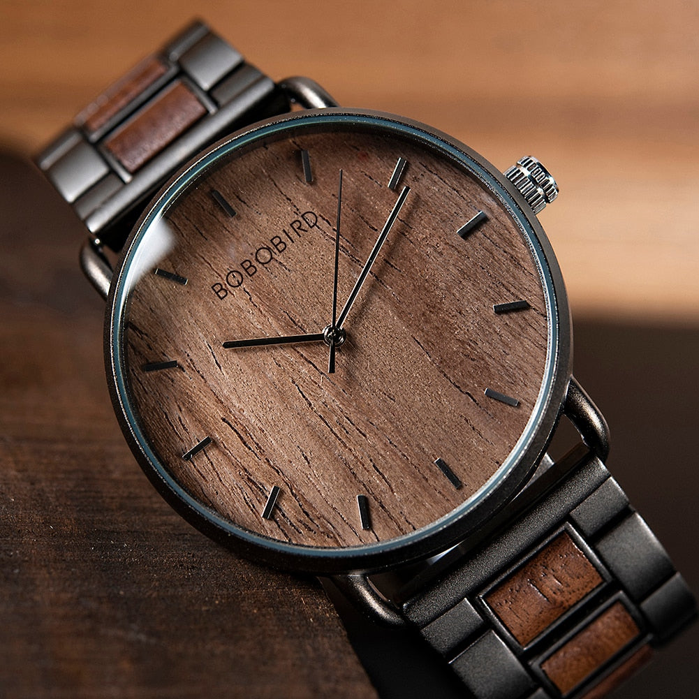 Relógio Minimalista de Madeira 43mm